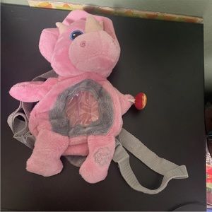 Pink Plush Triceratops Kids Backpack - Soft Stuffed Animal